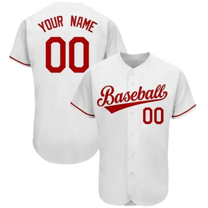 Maillot de baseball personnalisé avec logo et nom sur mesure, respirant, 100 % polyester, antibactérien et à séchage rapide, col en V pour homme - Product Image 3