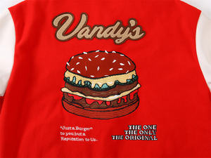 Vestes de baseball en chenille de laine avec logo personnalisé, broderie, lettres, hommes, vintage, à capuche, manches papillon, polyester/coton, coupe-vent - Product Image 6