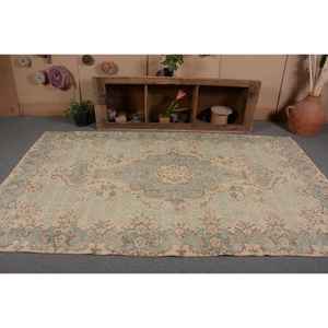 พรมตุรกีวินเทจขนแกะ5.5x9.4ฟุตแบนถักด้วยลวดลายปะติดสำหรับตกแต่งห้องนั่งเล่นหรือใช้ในห้องโถง - Product Image 4