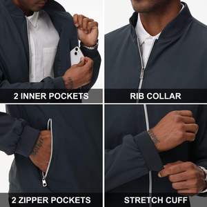 Chaqueta de satén de seda de tela personalizada de alta calidad para hombre, chaquetas personalizadas de primavera informales impermeables con cierre de cremallera a la moda - Product Image 6