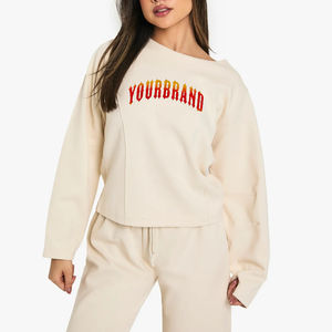 Sweat-shirt d'hiver pour femme en molleton polyester/coton respirant de haute qualité, coupe oversize, épaules tombantes, col rond, anti-plis, devant - Product Image 1