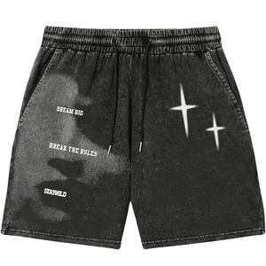 Pantalones Cortos Deportivos Personalizados de Felpa Francesa para Hombre, 100% Algodón Grueso, Estilo Urbano Vintage, Lavado Ácido Decolorado al Sol, Estilo Urbano - Product Image 3