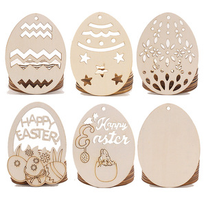 Pendentifs d'oeufs de Pâques <span class=keywords><strong>en</strong></span> <span class=keywords><strong>bois</strong></span> peints à la main 3D bricolage pour la décoration de la maison bébé gravé Tu corbeau pour l'atmosphère de fête - Product Image 1