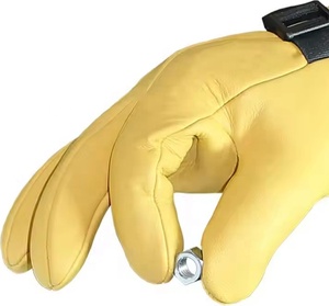 ถุงมือไฟฟ้าถุงมือทำงานถุงมือนิรภัยกันบาดหนังแพะกันไฟไวไฟ10นิ้ว - Product Image 2