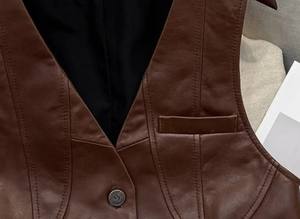 Men Premium Real Leather <b>Waistcoat</b> Trending Hip Hop Fashion Vest For Men Customize High Quality Wholesale Cowhide Vest - Product Image 5