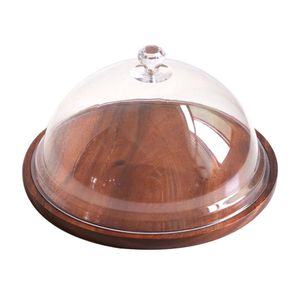 Support à gâteau en bois décoratif avec dôme en verre, parfait pour présenter des gâteaux faits maison, des cupcakes et des friandises de fête avec style - Product Image 4