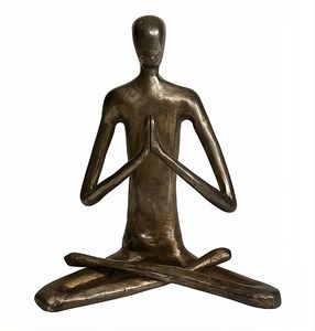 Estatua decorativa de meditación antigua de latón, estante y artículo de decoración de mesa, estatuilla de Yoga de Material de alta calidad para el hogar y la Sauna - Product Image 1