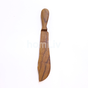 Couteau décoratif artisanal en bois de teck naturel, spatule à beurre en bois massif durable, couverts de table - Product Image 1