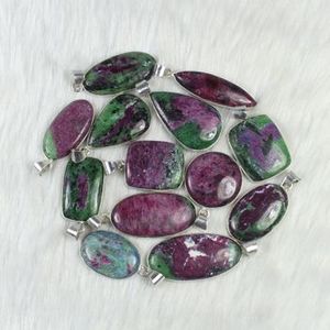 จี้อัญมณีทับทิม Zoisite ธรรมชาติหลายสีสำหรับทำเครื่องประดับเงินสร้อยคอขัดแบบเรียบ - Product Image 6