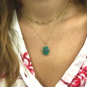 CUCOCUCA YFB 218 G Collana girocollo in acciaio inossidabile con pietra naturale, misura regolabile, stile vintage per tutti i giorni/feste, spedizione UE in 48 ore - Product Image 3