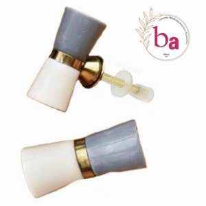 Gris Blanc Tambour Résine Laiton Cabinet Tiroir Bouton & Tirez Poignée pour Armoire Cuisine Chambre Salle De Bains Salon Application - Product Image 1