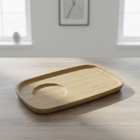 Plateau de service en bois 203018-22X14, léger, en contreplaqué, résistant au lave-vaisselle, forme ovale, surface laquée, thé de Taïwan - Meilleure vente