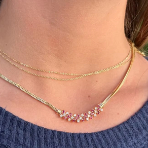 Collar de diamantes de rubí de estilo Vintage chapado en oro de 14 quilates con cadena de eslabones IGI certificado para joyería de moda de boda para mujer - Product Image 1