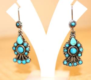 Boucles d'oreilles en argent sterling 925 unisexe avec pendentif turquoise pierres naturelles de cristal de guérison ethnique fabriquées à la main idée cadeau de mode - Product Image 2