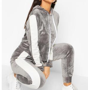 Chándal de terciopelo transpirable, ropa deportiva de terciopelo de talla grande con cremallera, chándal de lavado ácido, conjunto de chándales transpirables para Yoga y gimnasio para mujer - Product Image 2