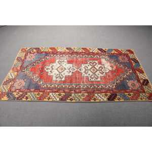 3.2x5.2 ft Vintage Rug, <b>Red</b> Ombr Turkish Rug <b>Wool</b> - Product Image 2