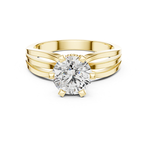 แหวนหมั้นเพชรทรงกลมสีเหลืองทอง 14K ที่ได้รับการเพาะเลี้ยงในห้องปฏิบัติการ |   เพชรที่เพาะเลี้ยงใหม่ - Product Image 1