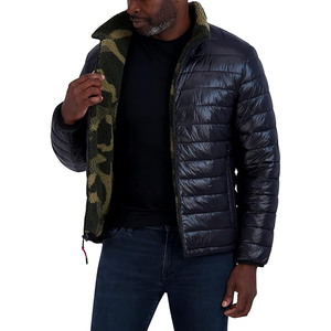 Men's Water Resistant Jacket Long Sleeve Zip up <b>Sherpa</b> <b>Lined</b> Quilted Stretch Coat - Product Image 2