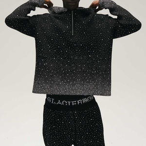 Custom Baggy Boxy Heavyweight 500 GSM Rhinestone Sudadera con capucha y pantalones para correr Chándal de gran tamaño Fabricante de chándal para hombres - Product Image 2