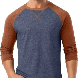 T-shirt pour homme à manches longues de haute qualité en gros, 100% coton, tricot uni, sérigraphie personnalisée, logo personnalisé, lourd, régulier - Product Image 1