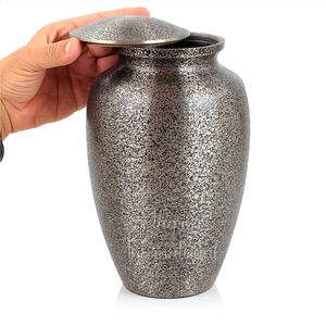 Urnas de cremación de metal de aluminio para cenizas y restos mortales | Hermosas urnas hechas a mano para humanos y mascotas (Negro Moteado) - Product Image 2