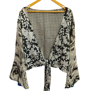 Night Wear Summer Short Top Multi Color Soft House Wear Multi Color Silk Blouse Short Wrap Top - Product Image 1