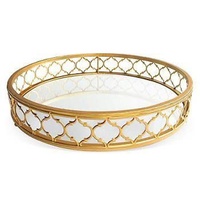 Plateau décoratif moderne en aluminium poli et verre miroir pour coiffeuse, accessoires de mariage, hôtel, Noël, fournitures Inde