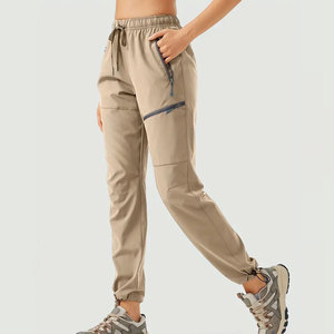 Pantalones cargo holgados rectos sólidos personalizados para mujer, pantalones cargo informales a la moda al por mayor, pantalones cargo con cremallera lateral y cintura elástica - Product Image 5