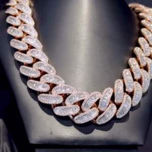 High Quality 20mm Miami Chain Moissanite Cuban Link Baguette Cut 65 Carat Engagement Men's 925 Sterling <b>Silver</b> Gift - Product Image 1