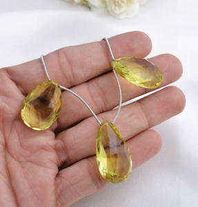 Piedra Preciosa de Cuarzo Limón Facetada en Forma de Almendra, Collar de Piedra Preciosa Natural, Piedra Preciosa de Primera Calidad para Joyería Fina - Product Image 3