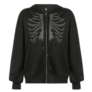 Sweat-shirt à capuche zippé noir pour homme avec imprimé toile d'araignée, coupe classique, style décontracté, Trackstar OEM Private Label - Product Image 3