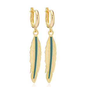 Plume Design émail en gros 925 boucles d'oreilles pendantes en argent fait à la main turc 925 bijoux en argent Sterling - Product Image 3