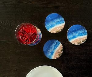 Amazing Wood <b>Epoxy</b> Dining <b>Table</b> Coaster High Quality Hand Beaded Work With Custom Floral Design Low Price Coaster for Christmas - Product Image 6