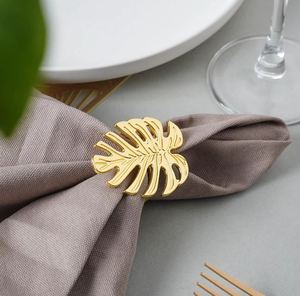 Rond de serviette feuille d'or de qualité supérieure vente en gros mariage Restaurant hôtel Villa argent or personnalisé selon le client - Product Image 4
