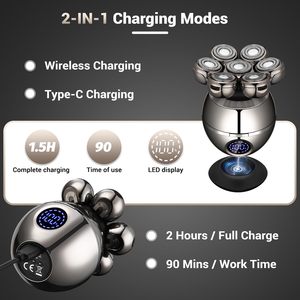 Afeitadora Eléctrica Recargable 5 en 1, Cuchillas Rotatorias Flotantes 7D, Cabezal de Afeitado para Hombres y Mujeres, Kit de Afeitado en Seco/Húmedo IPX7 - Product Image 2