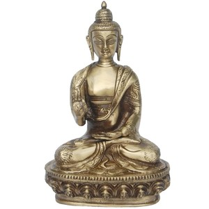 Magnifique figurine de bouddha en laiton moderne avec finition dorée pour la méditation de bureau à domicile et la décoration de voiture pour Diwali - Product Image 2
