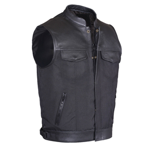 Gilet en toile et cuir respirant, chaud pour l'hiver, fermeture à bouton unique, haute qualité, réversible, séchage rapide, vêtement de style hip-hop, faible MOQ - Product Image 4