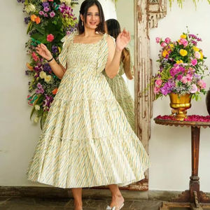 Indian handmade cotton lahriya fabric cotton stylish <b>woman</b> <b>dress</b> personalized bride wedding gift <b>dress</b> gift for her on sale - Product Image 1