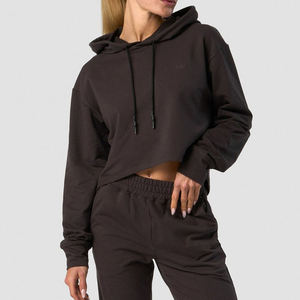 <b>Stand</b> Collar Women's Hoodie Printed Solid Fleece Fabric Breathable Eco-Friendly Winter <b>Drop</b> Shoulder Front Logo 100% Cotton - Product Image 6
