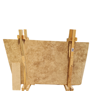 Dalles de travertin brun jaune Cem Marble de 2 cm d'épaisseur, modèles variés, finition polie, découpe sur mesure, design moderne, utilisation au sol des hôtels, origine Denizli - Product Image 1