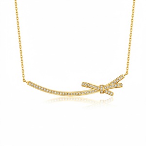 Collar de Joyería Fina con Colgante de Moissanita VVS de Plata de Ley 925 con Diseño de Moño Sonriente de Moda de Black Pearl Jewels para Mujer - Product Image 5