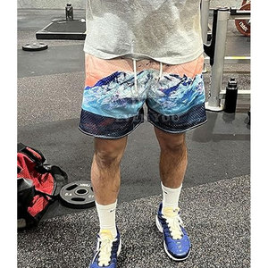 Shorts décontractés en toile de haute qualité à taille mi-haute en polyester avec imprimés graphiques vibrants pour les activités de plein air - Product Image 2
