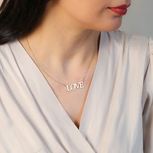 สร้อยคอจี้ตัวอักษรรักเงินสเตอร์ลิง925ทำด้วยมือเครื่องประดับคำประณีตสำหรับผู้ซื้อขายส่งจากไก่งวง - Product Image 4