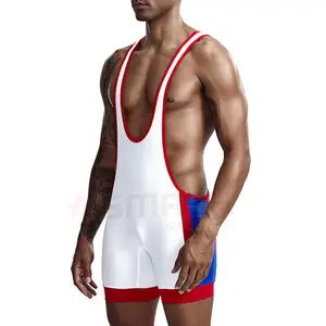 OEM özelleştirilebilir Logo erkek Wrestling Singlets egzersiz vücut geliştirme kas Wrestling Singlets gençlik Singlets