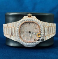 Montre mécanique de luxe classique Hip Hop pour homme, édition limitée, cadran analogique, verre serti de cristaux, diamants Moissanite VVS1