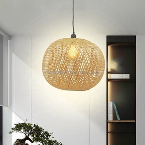Abat-jour en bambou naturel vintage, lustres artisanaux écologiques, lampes suspendues, style design français moderne - Product Image 6