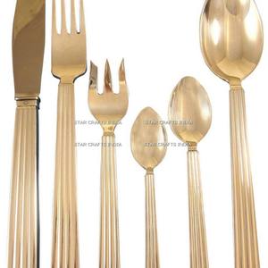 Choix 6 pièces maison cuisine couteau fourchette cuillère ensemble de couverts finition dorée en acier inoxydable avec manche en marbre/résine - Product Image 1