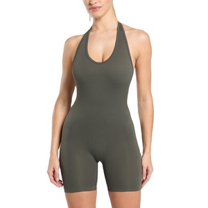 2025 Logo personnalisé Gym Yoga combinaisons pour femmes Sexy découpé Scrunch bout à bout brossé Fitness vêtements de sport dentelle décoration pour l'été - Product Image 1