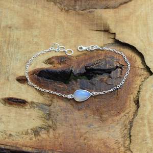 Bracelet ajustable en argent sterling 925 avec opale éthiopienne, pierre précieuse de forme poire, fait à la main, bijoux pour femmes, cadeau - Product Image 3