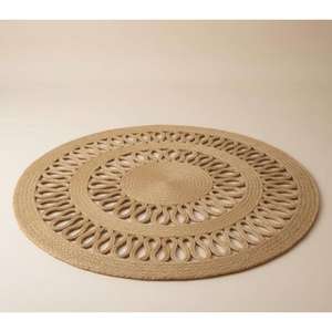 Obtenez les derniers tapis ronds de sol au design moderne, tapis en jute naturel pour le salon, la chambre à coucher, l'entrée, le hall, tapis rond en jute - Product Image 1